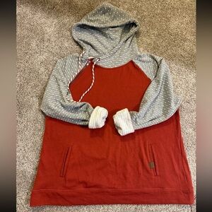 Maurices Red and Gray Hooded Sweater